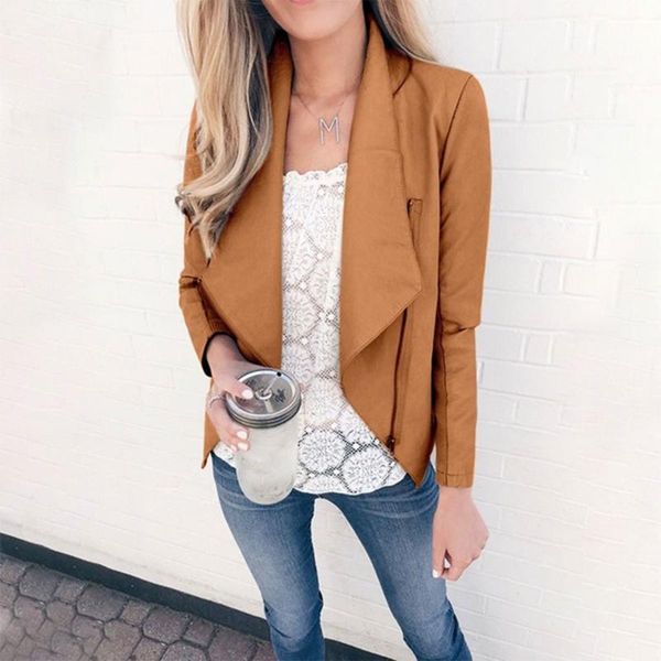 women's jackets autumn and winter irregular diagonal zipper short dress small jacket 2021 urban casual collage clothes, Black;brown
women's jackets autumn and winter irregular diagonal zipper short dress small jacket 2021 urban casual collage clothes, Black;brown