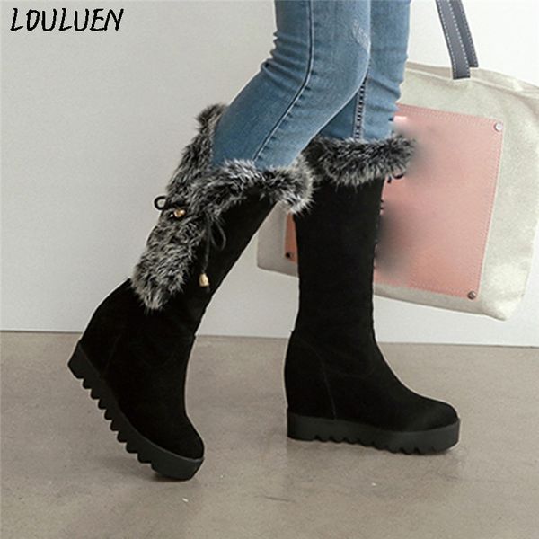 louluen 2020 boots women's round-toe keep warm long tube leisure wedges increase shoes snow boots roman laarzen bottes mujer, Black 
louluen 2020 boots women's round-toe keep warm long tube leisure wedges increase shoes snow boots roman laarzen bottes mujer, Black
