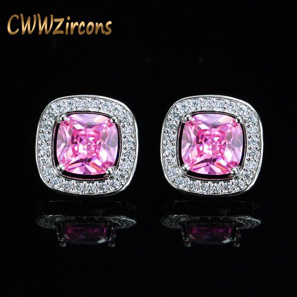 stud cwwzircons 8 color options square shaped zircon stone and pink crystal fashion earrings for women cz364, Golden;silver
stud cwwzircons 8 color options square shaped zircon stone and pink crystal fashion earrings for women cz364, Golden;silver