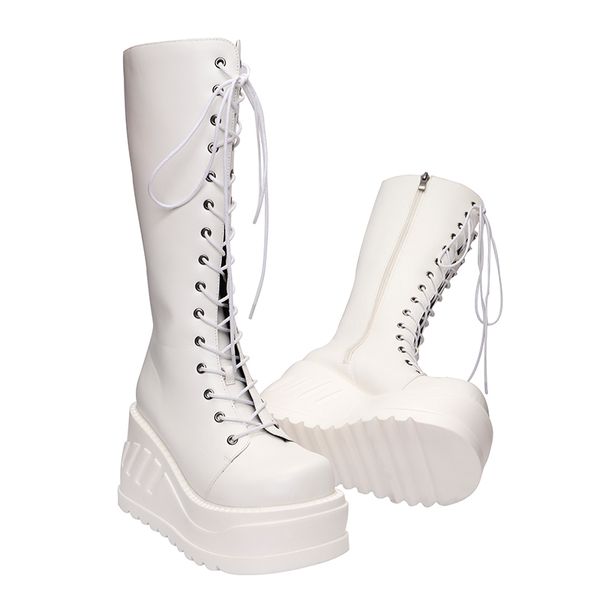 boots womens platform heels classics gothic women knee high punk wedge black white long female shoes
boots womens platform heels classics gothic women knee high punk wedge black white long female shoes