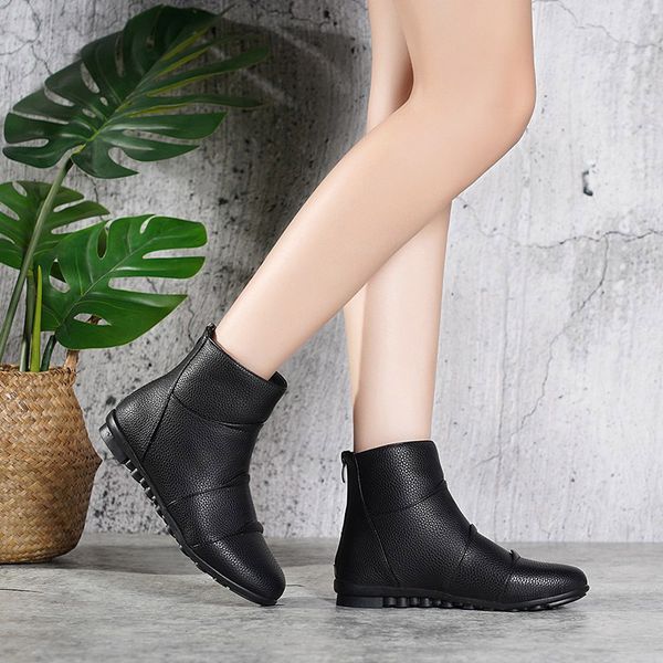 women ankle short boots plush warm botas mujer ladies shoes autumn winter pu leather female zipper flats footwear woman fashion, Black
women ankle short boots plush warm botas mujer ladies shoes autumn winter pu leather female zipper flats footwear woman fashion, Black