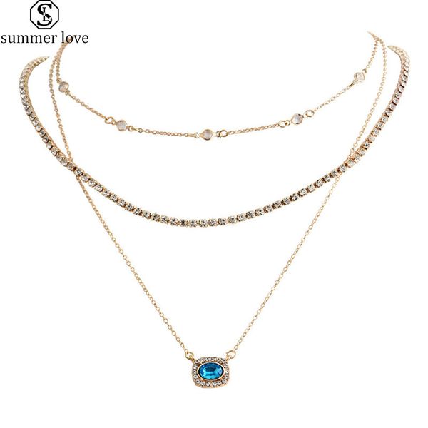vintage multilayer gold necklaces geometry blue rhinestone gold multilayer chain pendant necklace for women valentine's day charm jewel, Silver
vintage multilayer gold necklaces geometry blue rhinestone gold multilayer chain pendant necklace for women valentine's day charm jewel, Silver