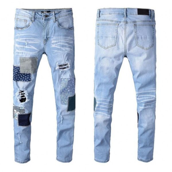new mens jeans distressed motorcycle biker jeans rock skinny slim ripped hole famous brand hip hop denim pants designer jeans, Blue
new mens jeans distressed motorcycle biker jeans rock skinny slim ripped hole famous brand hip hop denim pants designer jeans, Blue