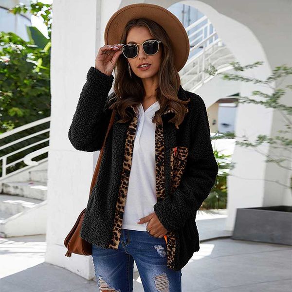 mew women winter coat leopard print soft fashion patchwork warmth street warm coat casual ladies wild outerwear, Black
mew women winter coat leopard print soft fashion patchwork warmth street warm coat casual ladies wild outerwear, Black