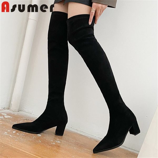 boots asumer 2021 est over the knee women flock pointed toe solid color high heels party prom shoes ladies slim stretch, Black
boots asumer 2021 est over the knee women flock pointed toe solid color high heels party prom shoes ladies slim stretch, Black