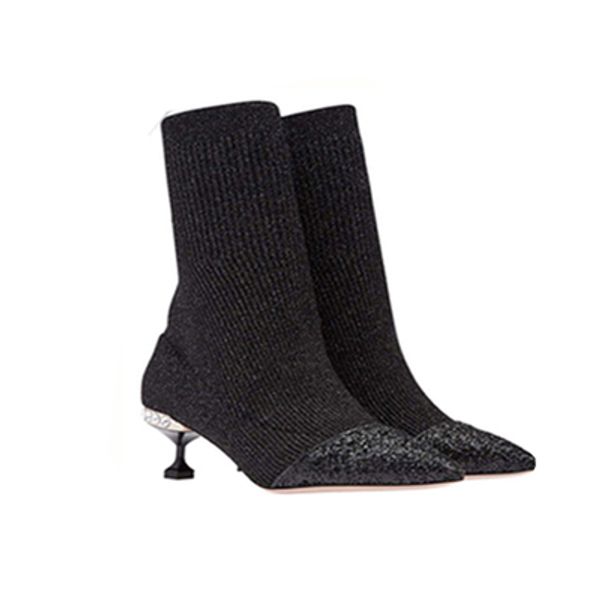 2020 autumn and winter new time short boots stiletto pointed sequin stitching elastic mid-tube fashion large size women's boots, Black
2020 autumn and winter new time short boots stiletto pointed sequin stitching elastic mid-tube fashion large size women's boots, Black