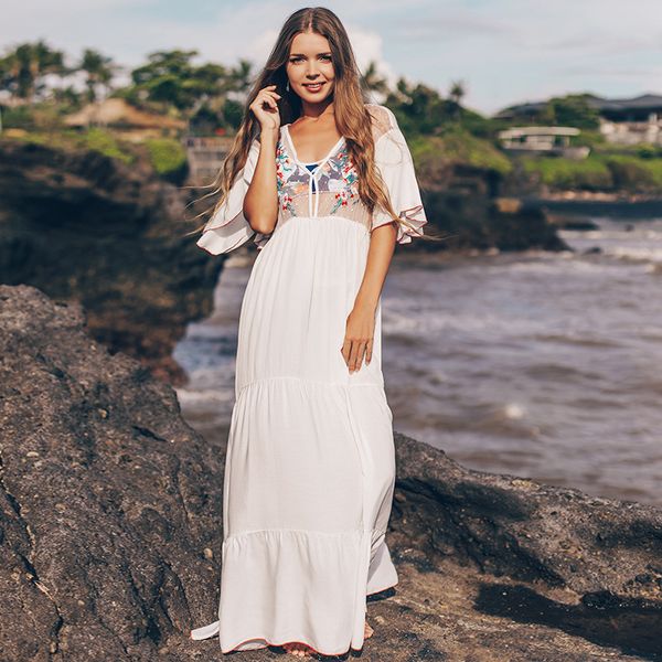 women's swimwear bohemian kaftan beach tunic cotton cover up saida de praia swimsuit women bikini cover-ups pareo sarong beachwear, White;black
women's swimwear bohemian kaftan beach tunic cotton cover up saida de praia swimsuit women bikini cover-ups pareo sarong beachwear, White;black
