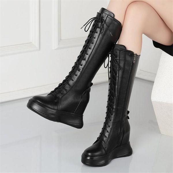 thigh high fashion sneakers women lace up cow leather high heel mid calf boots female round toe platform pumps, Black
thigh high fashion sneakers women lace up cow leather high heel mid calf boots female round toe platform pumps, Black