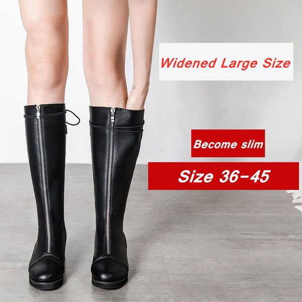 women's slim boots leather boots knee knight widened and enlarged plus size elastic large size 36-45 for women, Black
women's slim boots leather boots knee knight widened and enlarged plus size elastic large size 36-45 for women, Black
