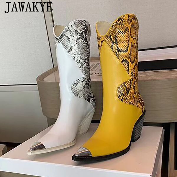new snake leather mid-calf boots women metal point toe chunky high heels winter shoes woman short cowboy boots botas mujer, Black
new snake leather mid-calf boots women metal point toe chunky high heels winter shoes woman short cowboy boots botas mujer, Black