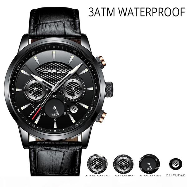 crrju fashion watch men leather luxury business quartz wristwatch 3 atm waterproof outdoor sports watches relogio masculino, Slivery;brown
crrju fashion watch men leather luxury business quartz wristwatch 3 atm waterproof outdoor sports watches relogio masculino, Slivery;brown