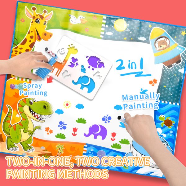 80*80cm Magic Six Color Pens Water Canvas Writing Blanket Painting Mat Early Education Gift Baby Drawing Graffiti Board Kids Toys