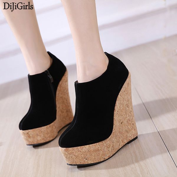 15cm heel platform shoes punk women ankle boots black height increasing high heels boots women wedges platform fall
15cm heel platform shoes punk women ankle boots black height increasing high heels boots women wedges platform fall