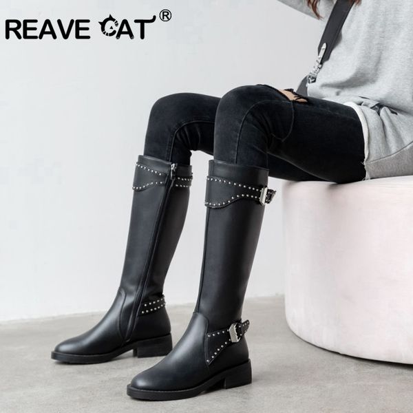 reavecat winter motorcycle knee-high boots round toe chunky heel genuine leather zip rivet big size 34-42 black club party a3112
reavecat winter motorcycle knee-high boots round toe chunky heel genuine leather zip rivet big size 34-42 black club party a3112