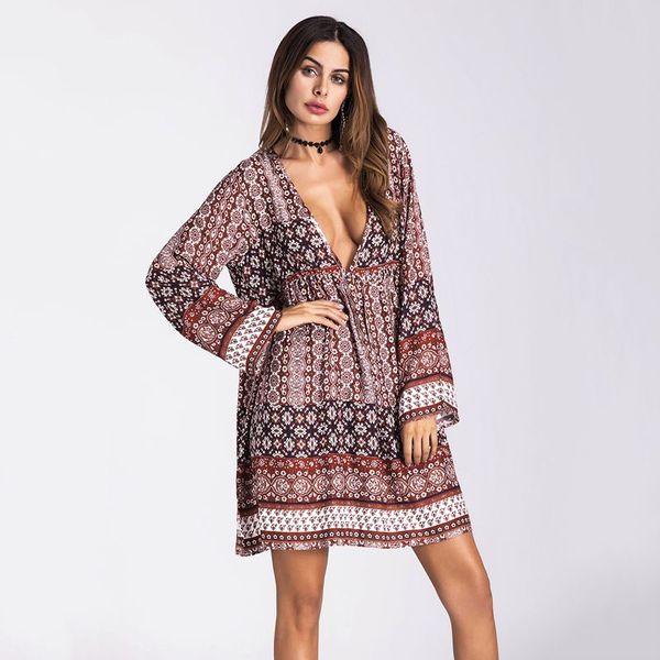 2020 fashion trend women bohemian floral deep v-neck dresses long sleeve vintage style ladies autumn new casual mini dress, Black;gray
2020 fashion trend women bohemian floral deep v-neck dresses long sleeve vintage style ladies autumn new casual mini dress, Black;gray