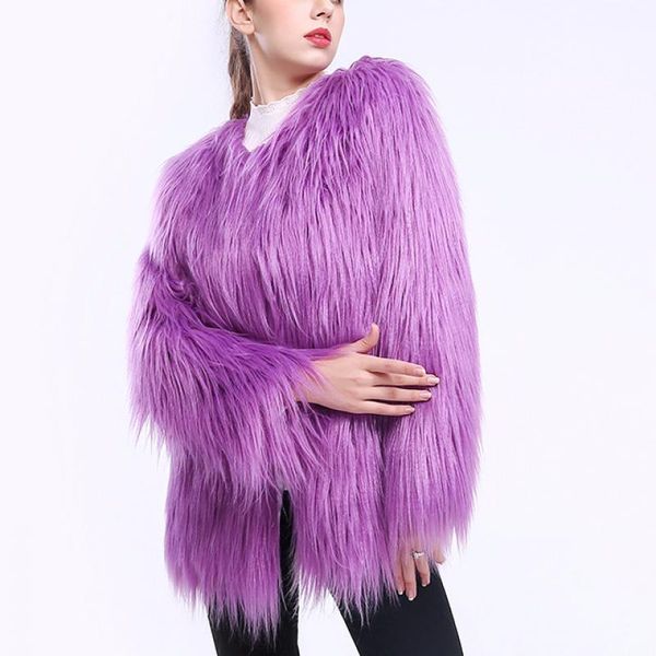 women's fur & faux casual solid coat purple winter women long sleeve autumn female plus size jacket woman casaco pele, Black
women's fur & faux casual solid coat purple winter women long sleeve autumn female plus size jacket woman casaco pele, Black