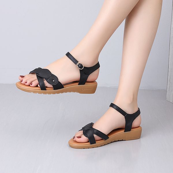 2020 fashion wedges heel women sandals genuine leather gold color ladies shoes summer buckle med heels shoes casual, Black
2020 fashion wedges heel women sandals genuine leather gold color ladies shoes summer buckle med heels shoes casual, Black