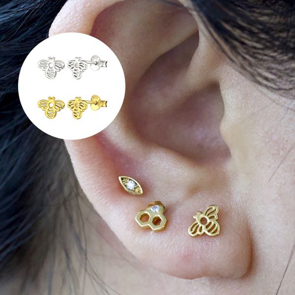 other minimalist 925 sterling silver cute animal bee small mini piercing stud earrings for wedding anniversary party aretes pendientes, Golden;silver
other minimalist 925 sterling silver cute animal bee small mini piercing stud earrings for wedding anniversary party aretes pendientes, Golden;silver