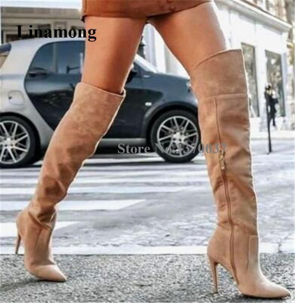 women fashion pointed toe suede leather stiletto heel over knee boots zipper-up long high heel boots evening dress shoes, Black
women fashion pointed toe suede leather stiletto heel over knee boots zipper-up long high heel boots evening dress shoes, Black