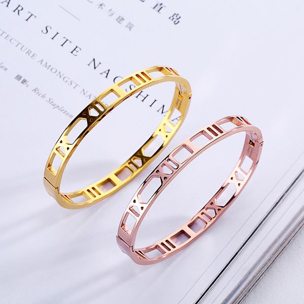 fashion classic roman numeral hollow titanium steel bracelet,rose gold bracelet jewelry wholesale, Black
fashion classic roman numeral hollow titanium steel bracelet,rose gold bracelet jewelry wholesale, Black