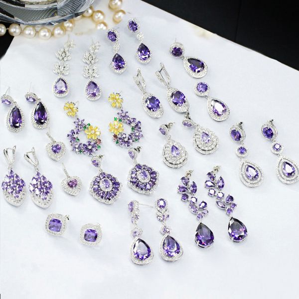 pera new arrival cubic zircon crystal round long big dangle tear drop flower leaf heart purple earrings wedding for women e405, Silver
pera new arrival cubic zircon crystal round long big dangle tear drop flower leaf heart purple earrings wedding for women e405, Silver