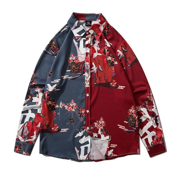 20 colorful streetwear new men contrast print shirts casual oversized patchwork retro hip-hop street long-sleeved shirt, White;black
20 colorful streetwear new men contrast print shirts casual oversized patchwork retro hip-hop street long-sleeved shirt, White;black