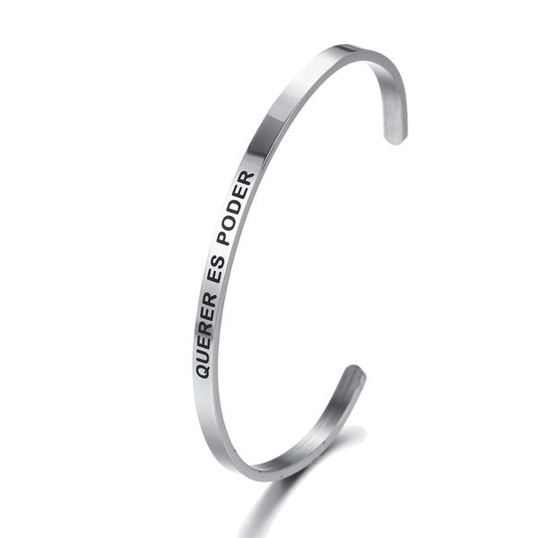 querer es poder engraved stainless steel bangle 4mm width open cuff bracelets mantra bracelets bangles drop shipping, Black
querer es poder engraved stainless steel bangle 4mm width open cuff bracelets mantra bracelets bangles drop shipping, Black
