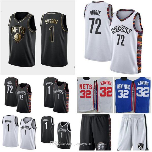 

men's basketball brooklyn nets 1 d 'angelo russell 73 biggie white gray city swingman sleeveless jersey and pant 02, Black;red
