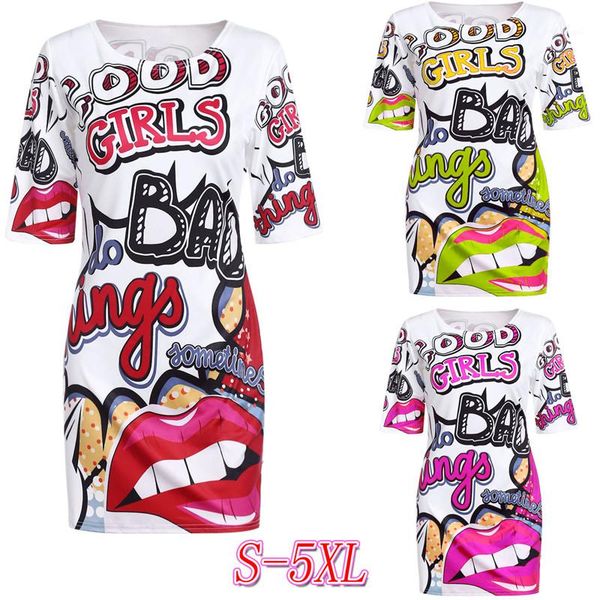 red lip graffiti tshirt dress womens summer fashion letter printing loose short sleeve round neck casual tshirt dress, Black;gray
red lip graffiti tshirt dress womens summer fashion letter printing loose short sleeve round neck casual tshirt dress, Black;gray