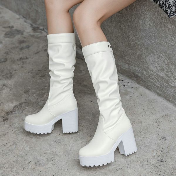 zawsthia pu pleated casual ladies boots chunky high heels white black womens mid-calf boots round toe woman big size 34-43
zawsthia pu pleated casual ladies boots chunky high heels white black womens mid-calf boots round toe woman big size 34-43