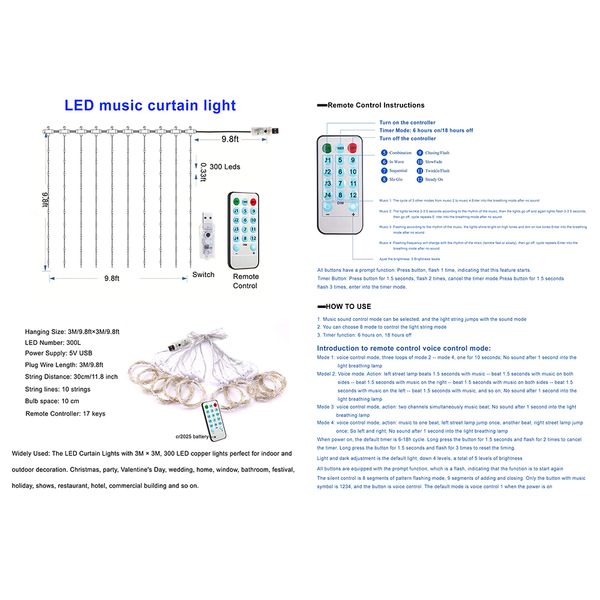 8 modes usb string lights window curtain lights 3x3m 300 led fairy lights with remote controller for indoors and outdoors
8 modes usb string lights window curtain lights 3x3m 300 led fairy lights with remote controller for indoors and outdoors