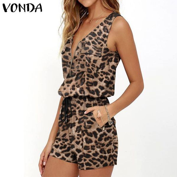 vonda v neck rompers women summer vintage leopard print jumpsuits 2020 casual sleeveless playsuits zipper shorts plus size, Black;white
vonda v neck rompers women summer vintage leopard print jumpsuits 2020 casual sleeveless playsuits zipper shorts plus size, Black;white
