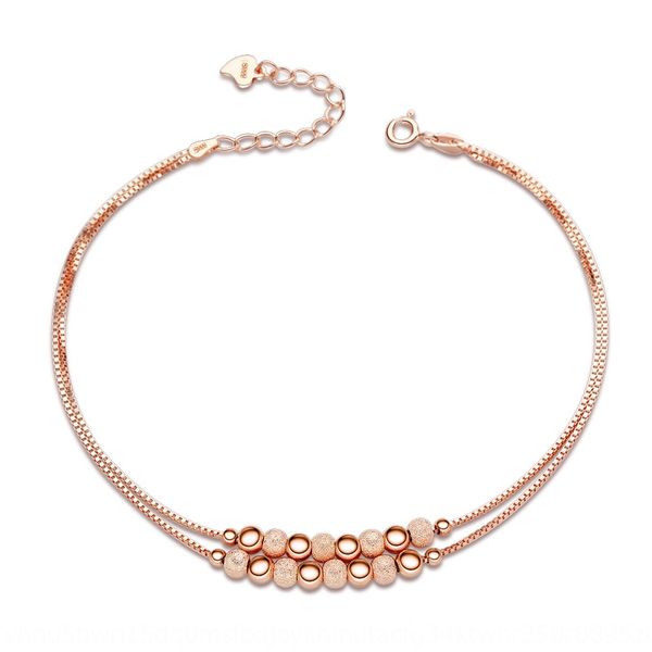 925 sterling silver pure silver double gold double-layer frosted bead anklet women's transfer bead anklet new korean fashion 24k rose g, Red;blue
925 sterling silver pure silver double gold double-layer frosted bead anklet women's transfer bead anklet new korean fashion 24k rose g, Red;blue