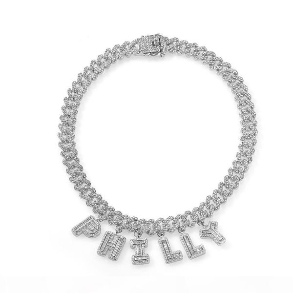 hip hop custom name baguette letter with cuban chain men women micro cubic zircon pendant necklace jewelry, Silver
hip hop custom name baguette letter with cuban chain men women micro cubic zircon pendant necklace jewelry, Silver