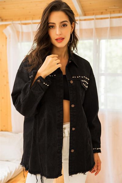 denim jackets woman autumn black lapel neck long sleeve button coats women high street fashion outerwears womens rivet pocket, Black;brown
denim jackets woman autumn black lapel neck long sleeve button coats women high street fashion outerwears womens rivet pocket, Black;brown