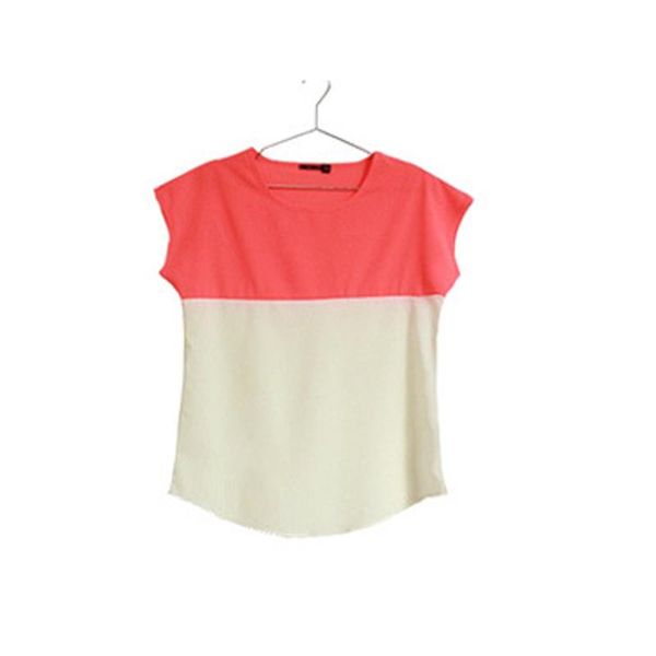 women's t-shirt women casual loose double color patchwork chiffon summer style lady short sleeve o-neck mixed t shirts, White
women's t-shirt women casual loose double color patchwork chiffon summer style lady short sleeve o-neck mixed t shirts, White