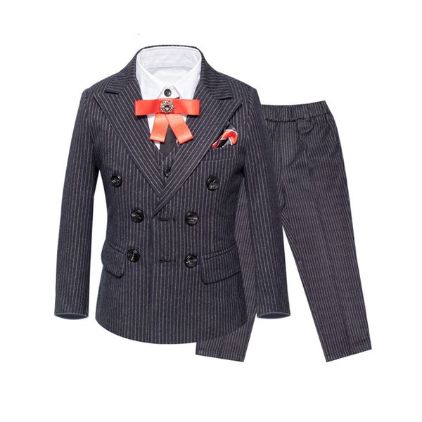 2020 children formal dress suits flower boys wedding party performance costume kids striped blazer vest pants 3pcs clothing set, Blue
2020 children formal dress suits flower boys wedding party performance costume kids striped blazer vest pants 3pcs clothing set, Blue
