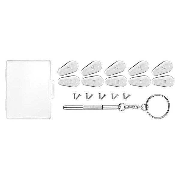metal and soft silicone eyeglasses nose pads,5 pairs of glasses nose pad set with repair kit screws and screwdriver, Silver
metal and soft silicone eyeglasses nose pads,5 pairs of glasses nose pad set with repair kit screws and screwdriver, Silver