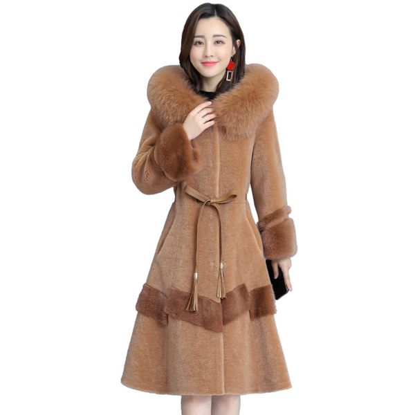 sheep cut down coat women 2020 new winter oversize fur collar coat medium length casual hooded leather fur thick jackets, Black
sheep cut down coat women 2020 new winter oversize fur collar coat medium length casual hooded leather fur thick jackets, Black