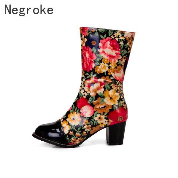 printed women shoes fashion new leather boots square heels autumn winter mid-calf women botines botas mujer, Black
printed women shoes fashion new leather boots square heels autumn winter mid-calf women botines botas mujer, Black