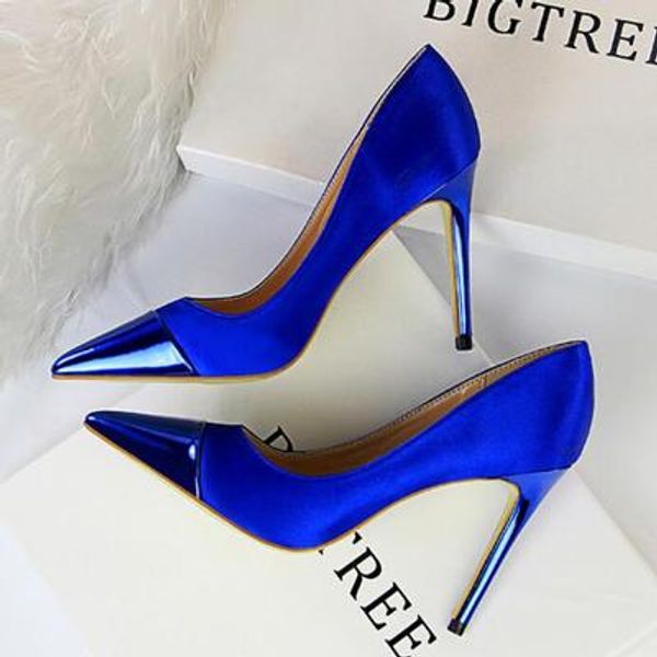 fashion super high heel nightclub women's shoes multi-color shallow mouth stitching pointed satin single shoes, Black
fashion super high heel nightclub women's shoes multi-color shallow mouth stitching pointed satin single shoes, Black