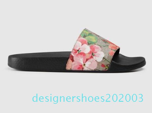 luxury real leather men women sandals designer shoes slippers pearl snake print slide summer wide flat sandals slipper with box 35-46 s03, Black