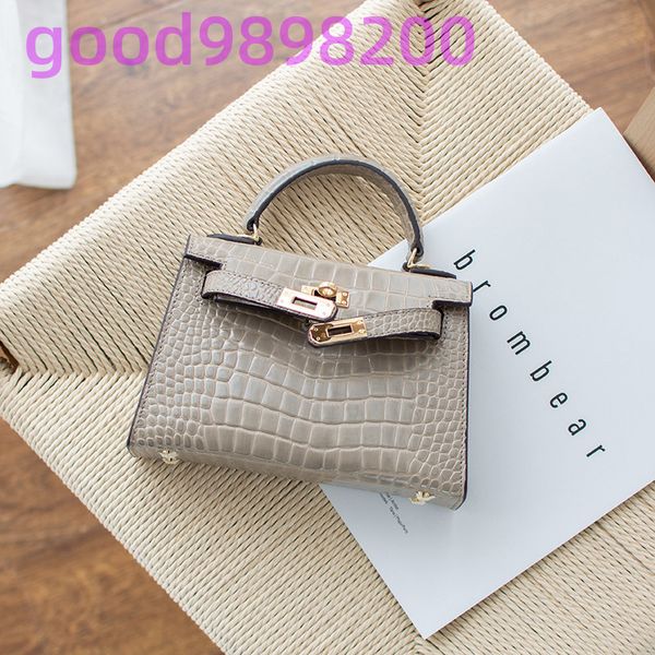 advanced small bag 2020 new fashion messenger shoulder leather gray crocodile pattern kelly bag second generation mini