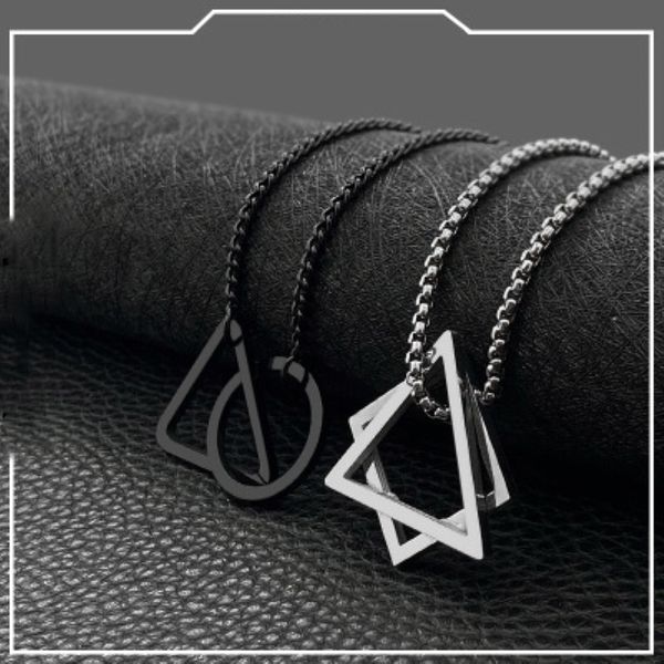 2020 men's new fashion simple hipster net red geometric triangle square suit pendant couple personality jewelry men and women titanium, Silver
2020 men's new fashion simple hipster net red geometric triangle square suit pendant couple personality jewelry men and women titanium, Silver