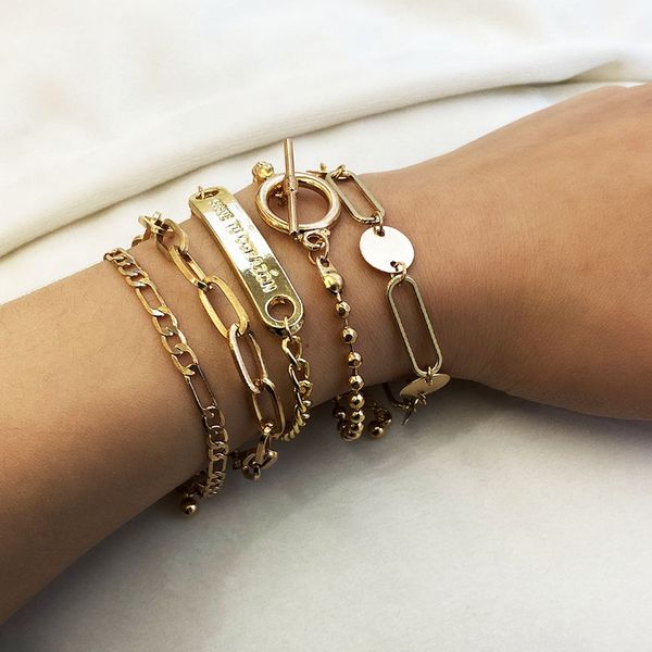 charm bracelets punk multilayer letter thick chain for women vintage geometric bracelet femme ladies fashion jewelry gift xr2909, Golden;silver
charm bracelets punk multilayer letter thick chain for women vintage geometric bracelet femme ladies fashion jewelry gift xr2909, Golden;silver