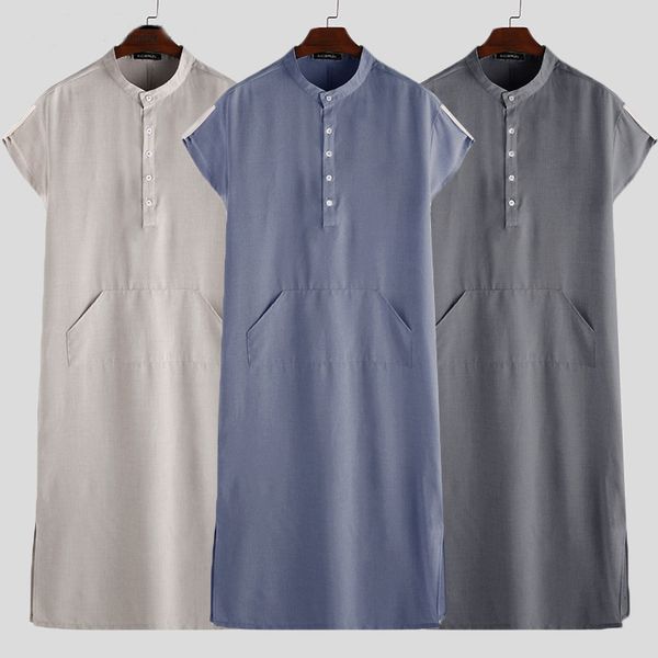 men's polos 2021 fashion muslim men islamic arabic clothes stand collar short sleeve pockets retro robes abaya solid color s-5xl, White;black
men's polos 2021 fashion muslim men islamic arabic clothes stand collar short sleeve pockets retro robes abaya solid color s-5xl, White;black