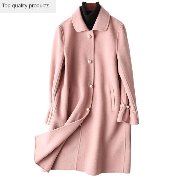 women's wool & blends 2021 autumn winter coat women long 80% double-side female pearl elegant cashmere jacket woman coats abrigo mujer, Black
women's wool & blends 2021 autumn winter coat women long 80% double-side female pearl elegant cashmere jacket woman coats abrigo mujer, Black