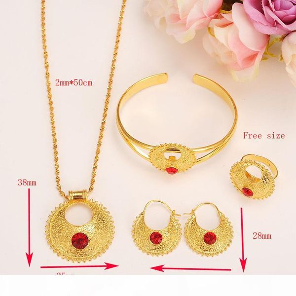 ethiopian set jewelry pendant earrings ring bangle solid 14k solid gold gf fine cz red ruby africa bride wedding eritrea party gift, Black 
ethiopian set jewelry pendant earrings ring bangle solid 14k solid gold gf fine cz red ruby africa bride wedding eritrea party gift, Black