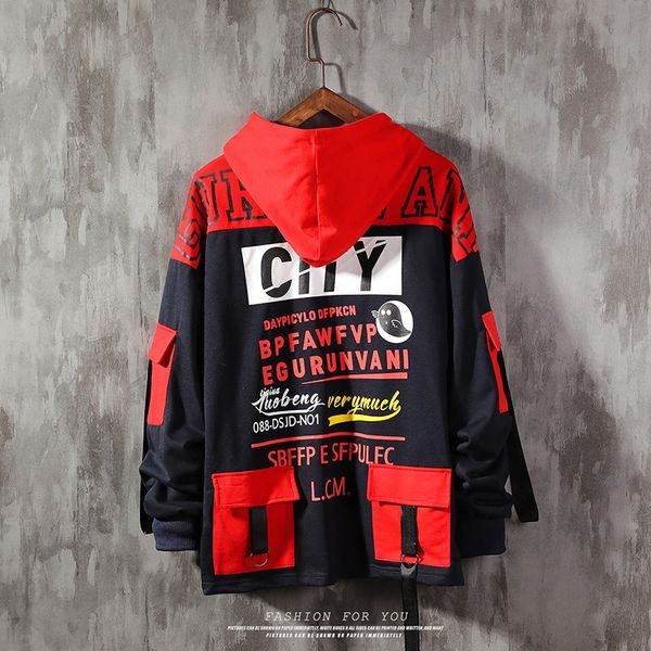men's streetwear hoodies men autumn color stitching letters printing sweatshirt male hip hop harajuku japan style street hoodie, Black
men's streetwear hoodies men autumn color stitching letters printing sweatshirt male hip hop harajuku japan style street hoodie, Black