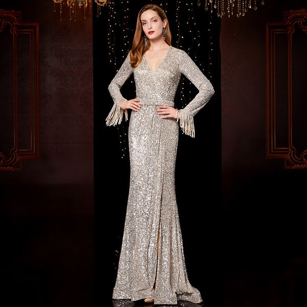 ethnic clothing v-neck bling tassel chinese sequins oriental party female silver stage show qipao elegant celebrity banquet dresses, Red
ethnic clothing v-neck bling tassel chinese sequins oriental party female silver stage show qipao elegant celebrity banquet dresses, Red